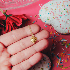 Pierogi heart necklace with chain silver gold plated