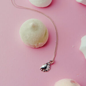 Pierogi necklace with chain small silver